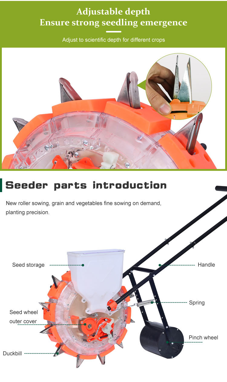 Multi Functional Mini Corn Seeder Drum يدفع اليدين بذرة اليدوي آلات زارع الذرة بذور مع الأسمدة 
